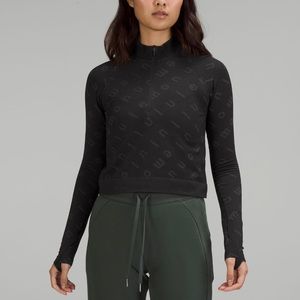 Lululemon Rest Less Crop half zip black/graphite